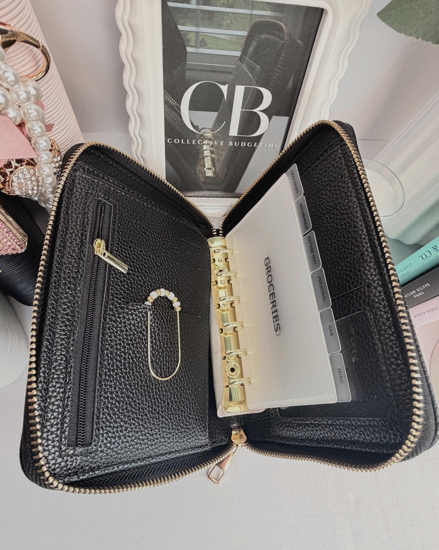 A7 Oversized Litchi Budget Wallet/Binder: Cash Stuffing Organizer