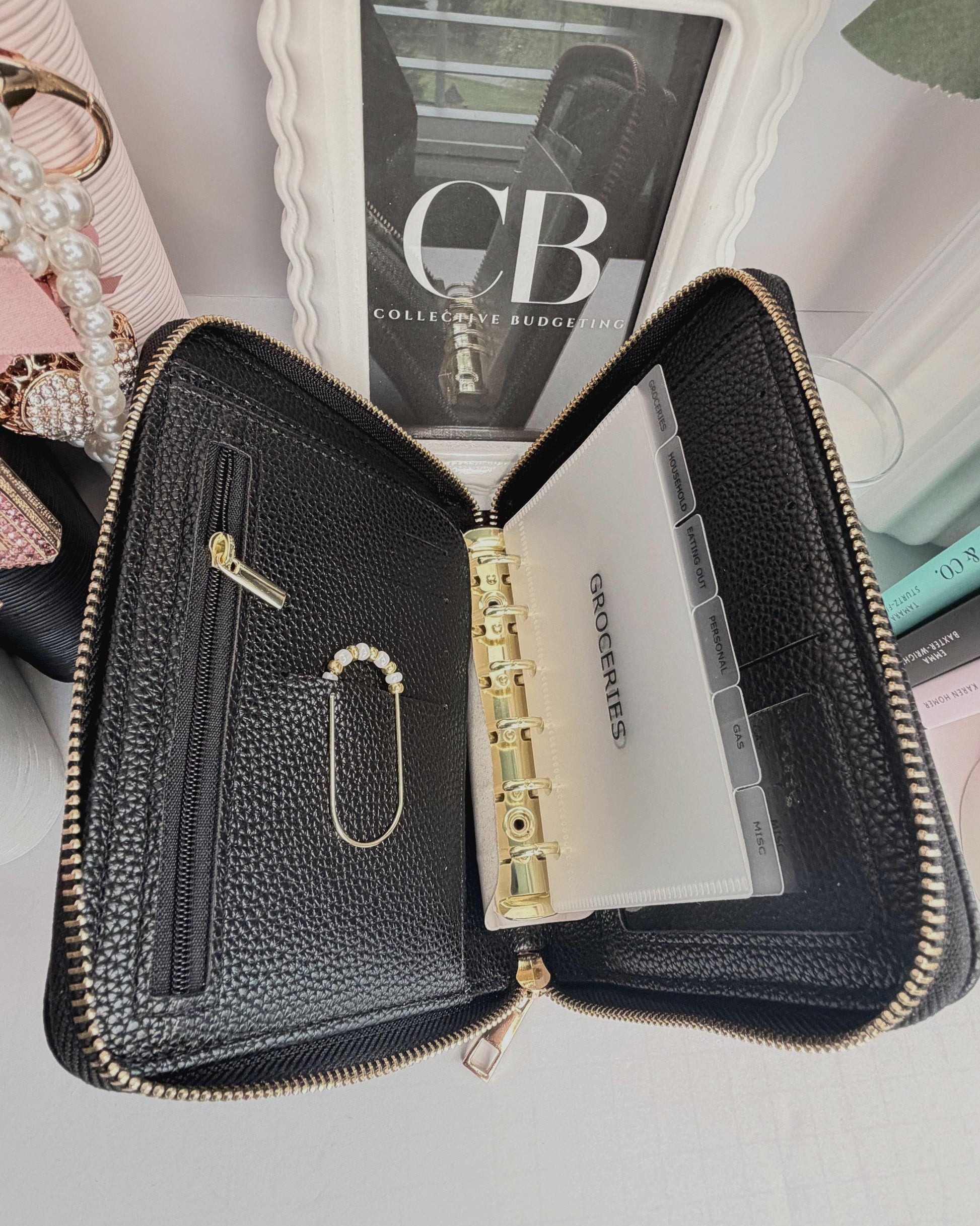 A7 Oversized Litchi Budget Wallet/Binder: Cash Stuffing Organizer