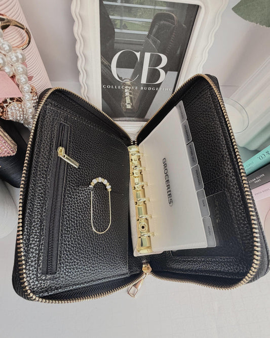 A7 Oversized Litchi Budget Wallet/Binder: Cash Stuffing Organizer