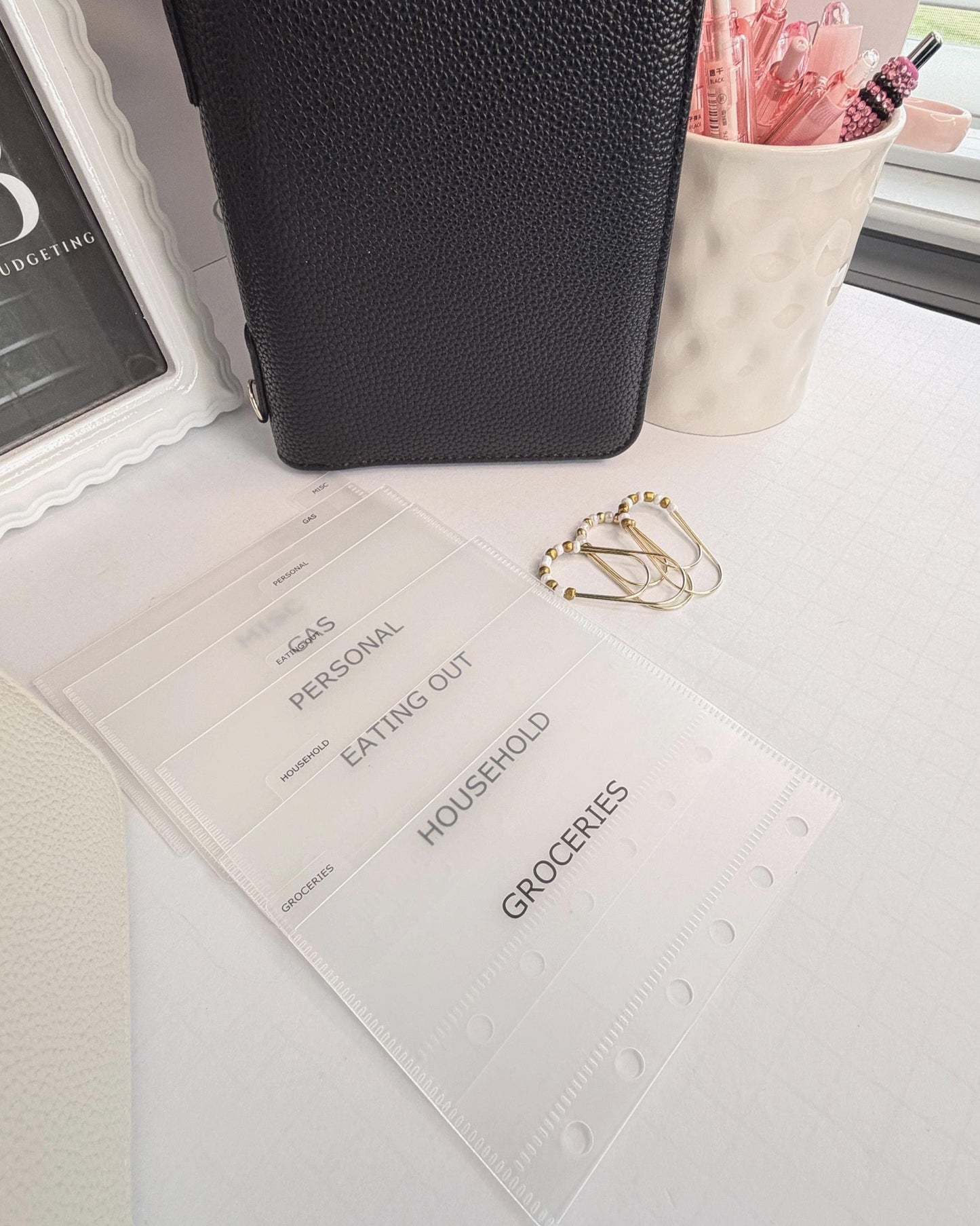A7 Oversized Litchi Budget Wallet/Binder: Cash Stuffing Organizer
