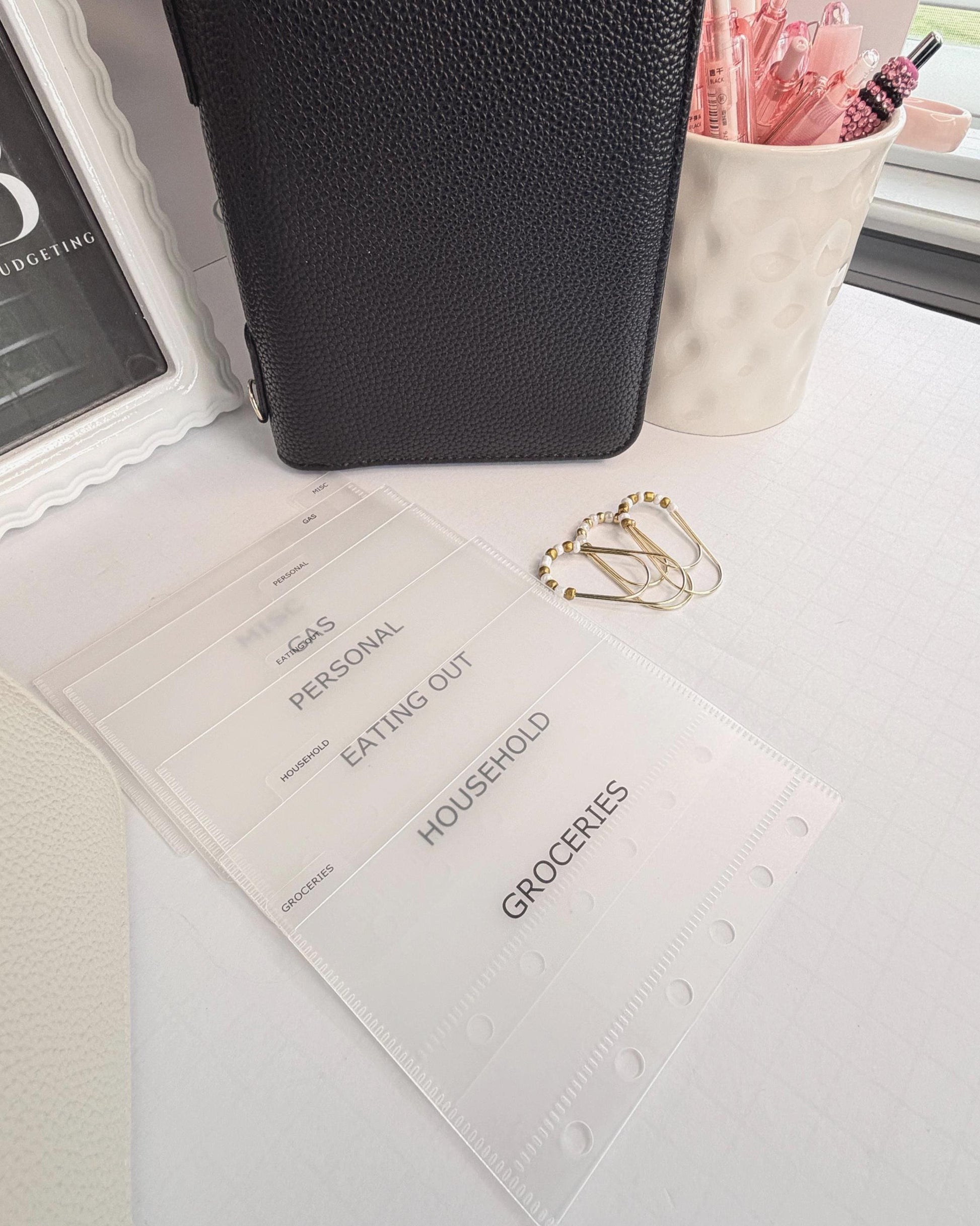A7 Oversized Litchi Budget Wallet/Binder: Cash Stuffing Organizer