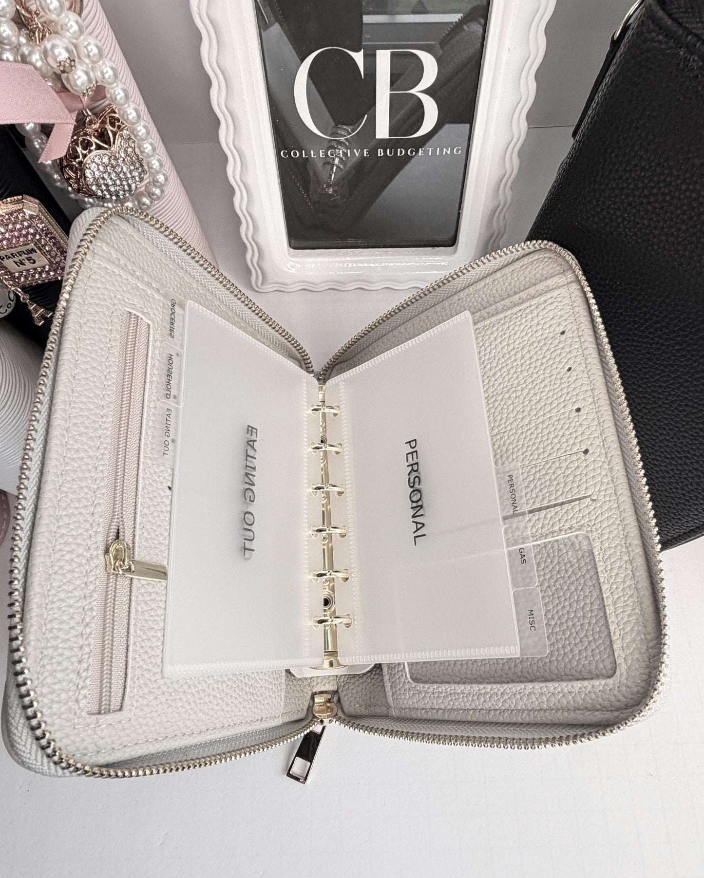 A7 Oversized Litchi Budget Wallet/Binder: Cash Stuffing Organizer