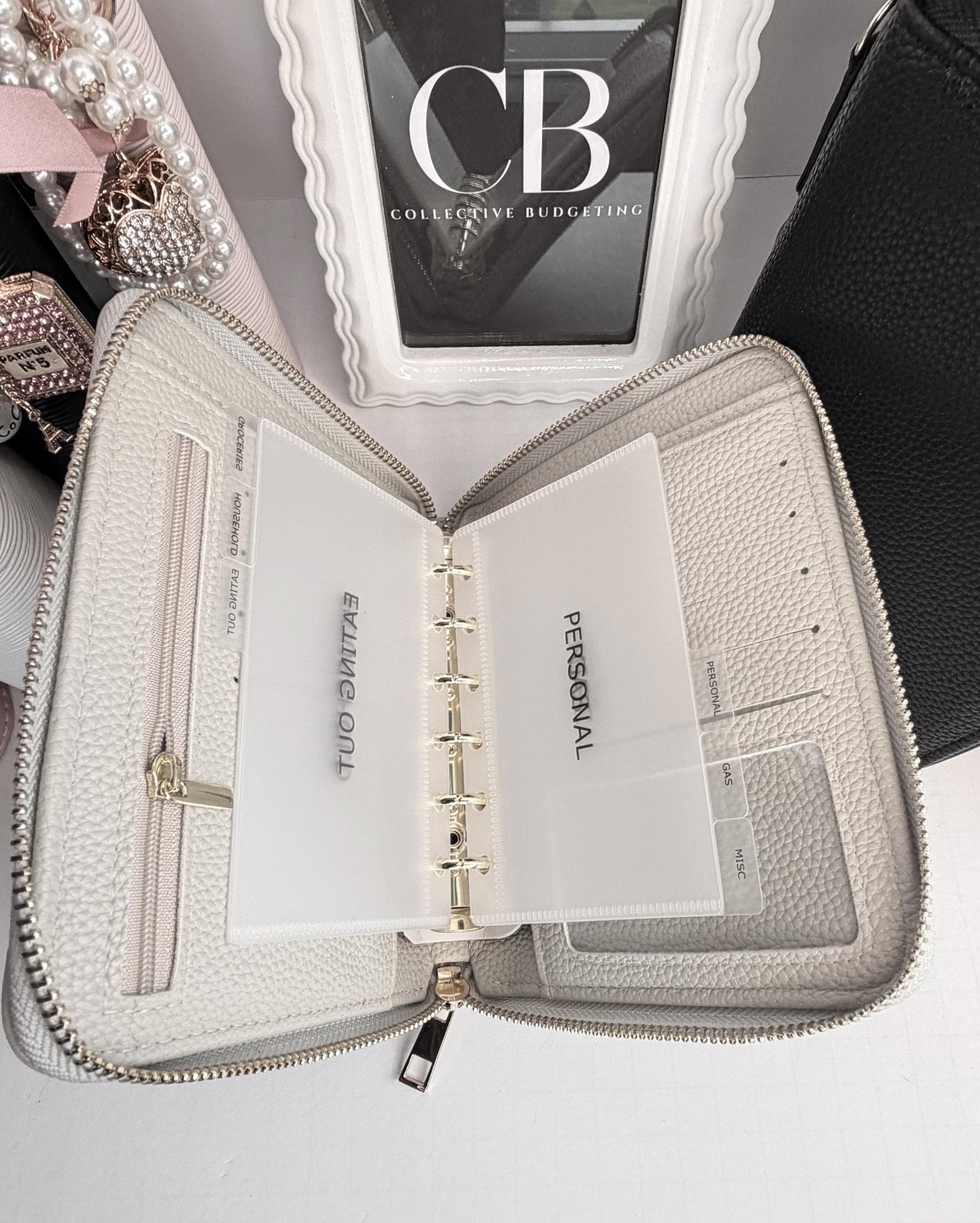 A7 Oversized Litchi Budget Wallet/Binder: Cash Stuffing Organizer