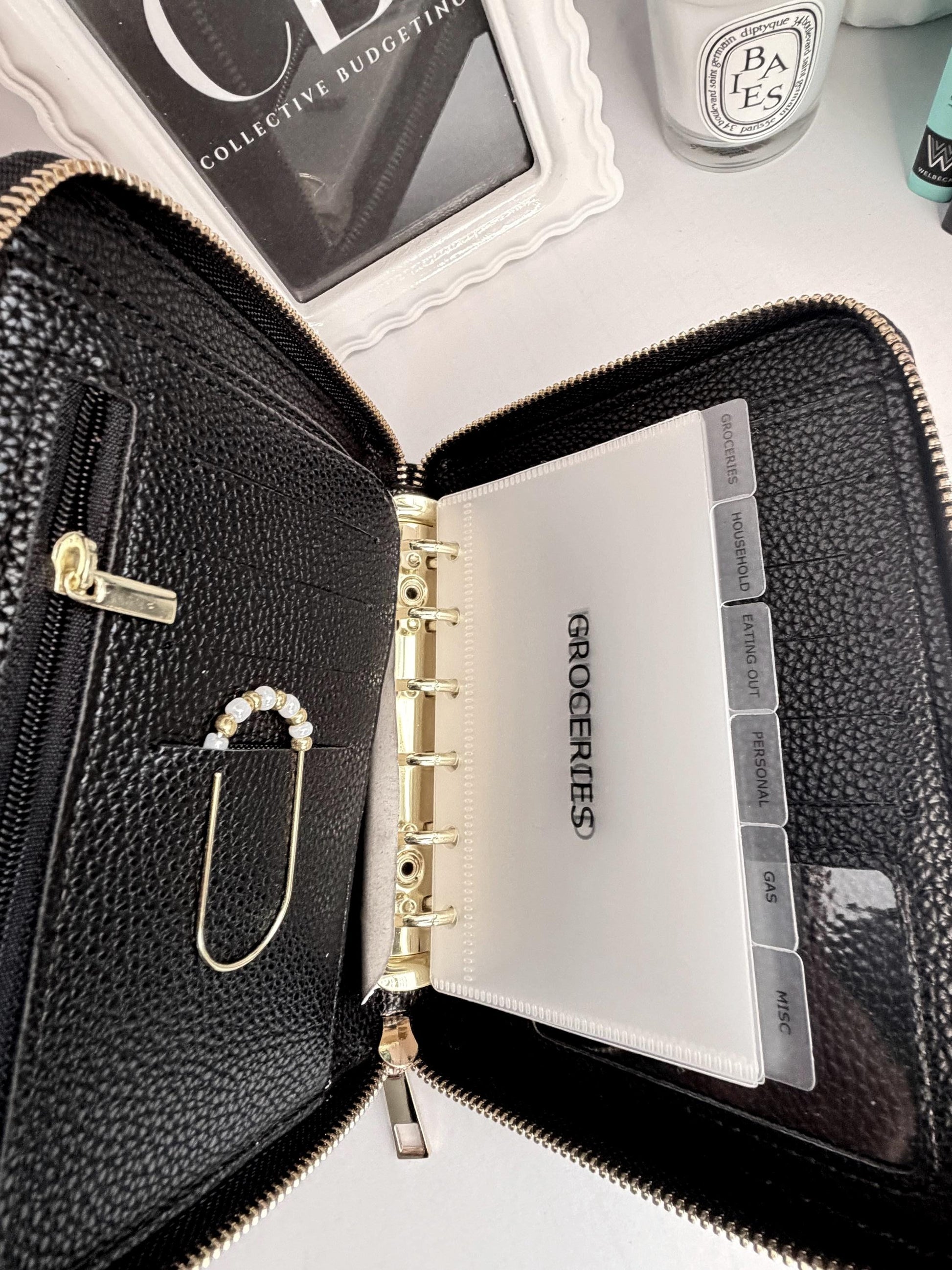 A7 Oversized Litchi Budget Wallet/Binder: Cash Stuffing Organizer