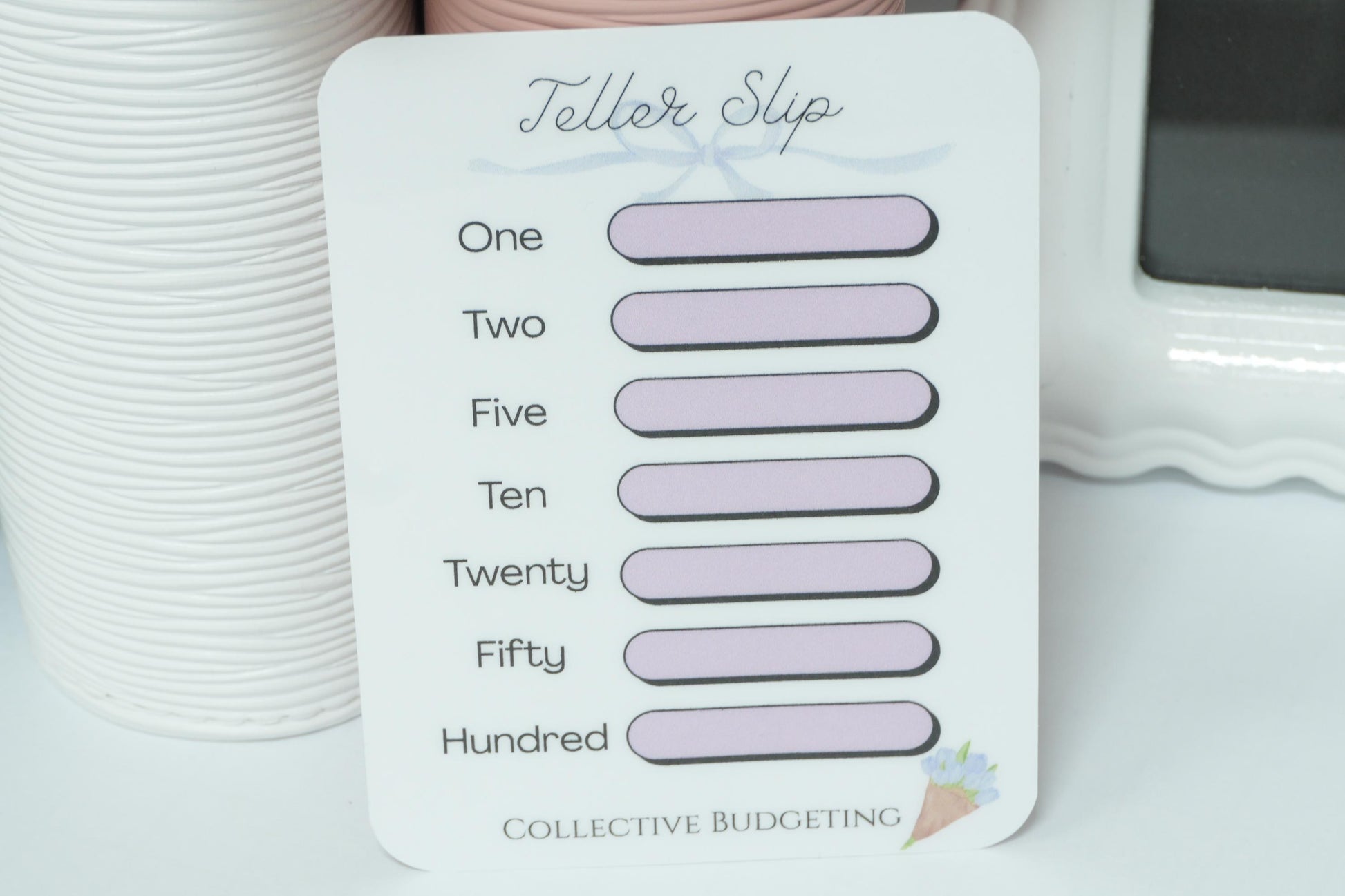 Teller Slip Tracker Card | Laminated Cash Denomination Tracker