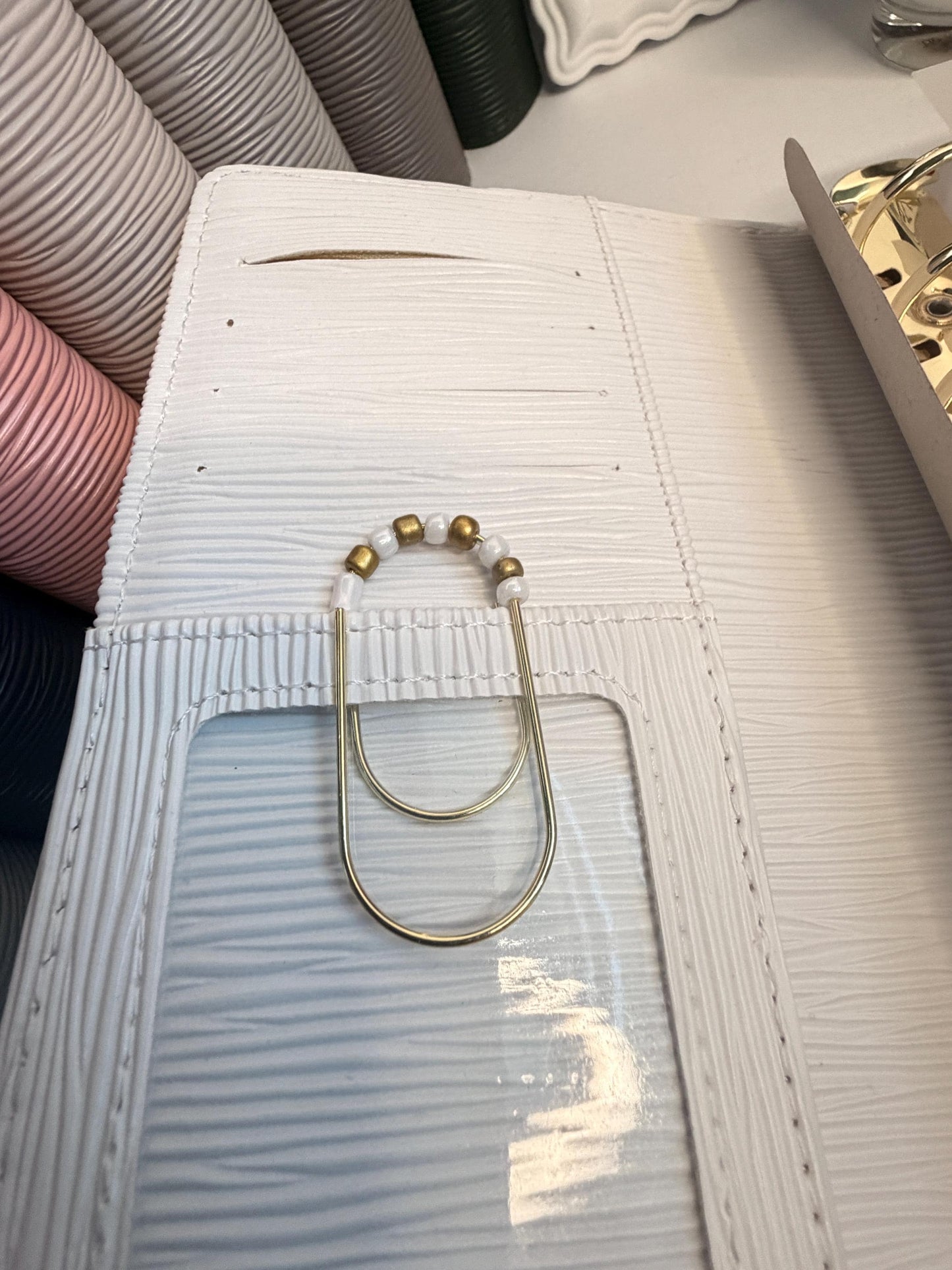 A6 Saffiano Binder Bundle Gold Rings andCustom Dashboard and Handmade Paperclip