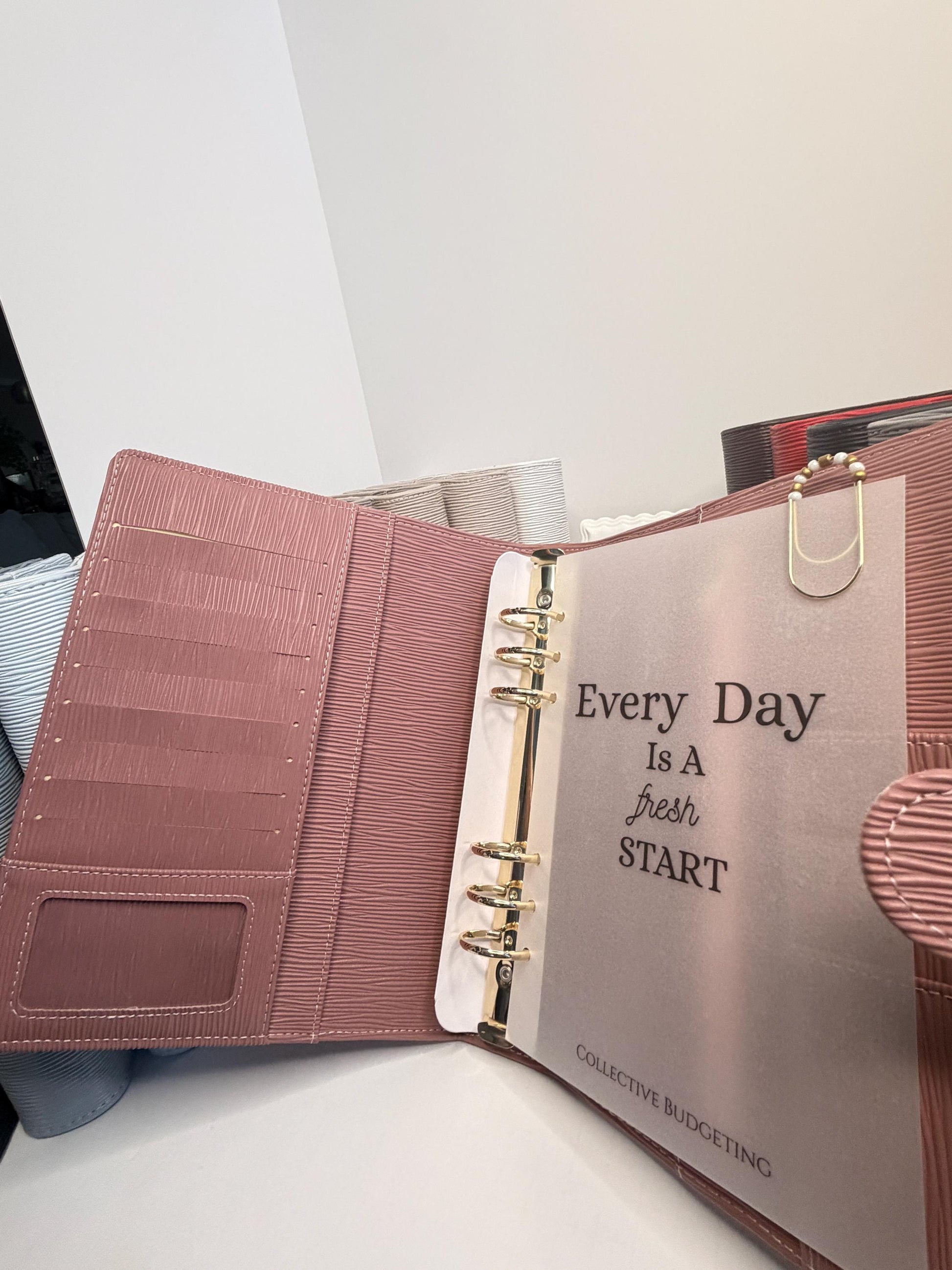 A5 Binder Bundle with Gold Rings and Custom Dashboard and Handmade Paperclip