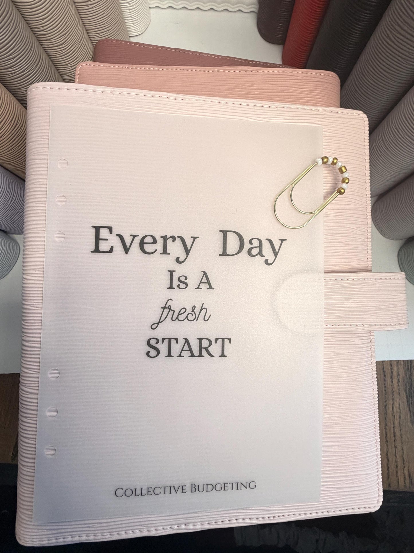 A5 Binder Bundle with Gold Rings and Custom Dashboard and Handmade Paperclip