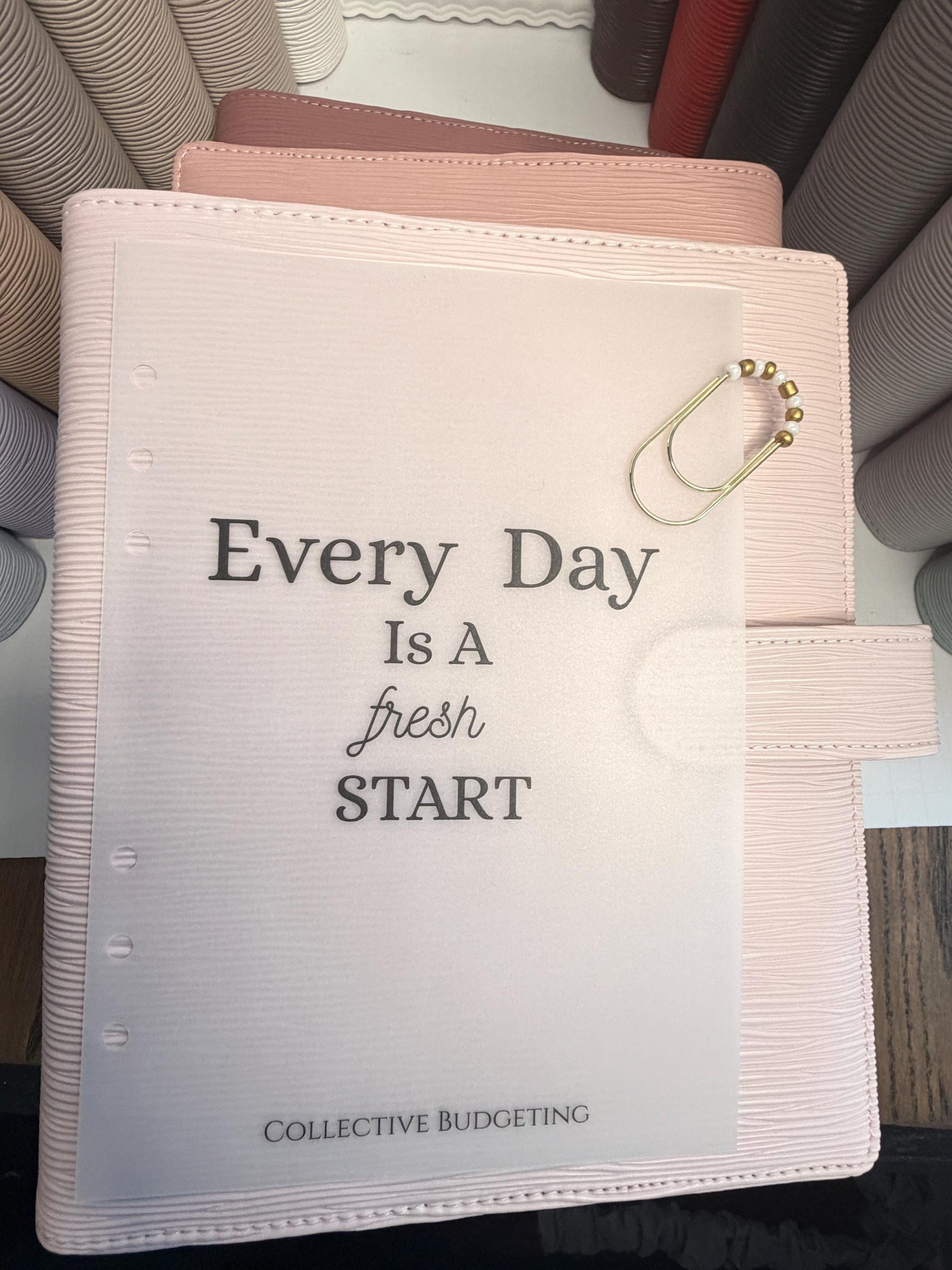 A5 Binder Bundle with Gold Rings and Custom Dashboard and Handmade Paperclip