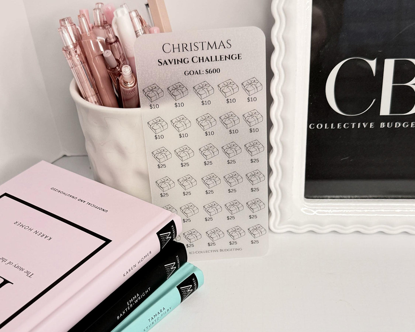 Christmas Packages Savings Challenge: Laminated Vellum Cash Tracker for Budgeting