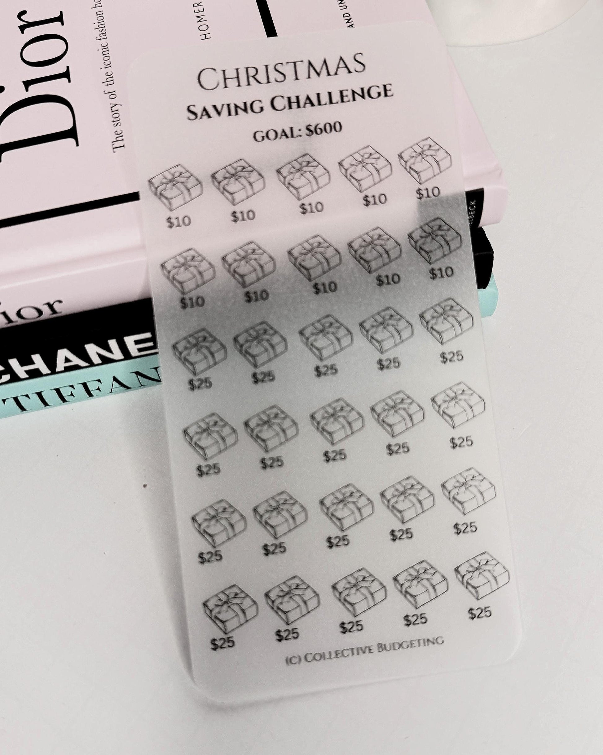 Christmas Packages Savings Challenge: Laminated Vellum Cash Tracker for Budgeting