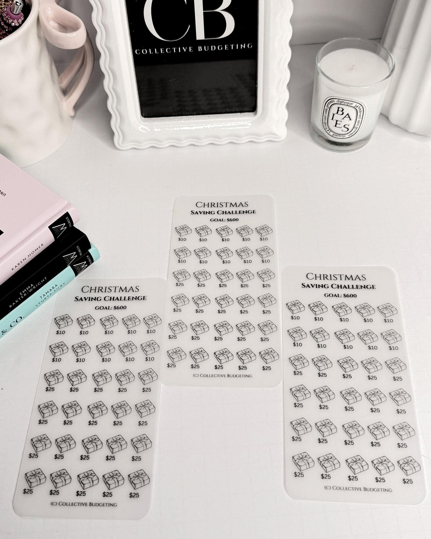 Christmas Packages Savings Challenge: Laminated Vellum Cash Tracker for Budgeting