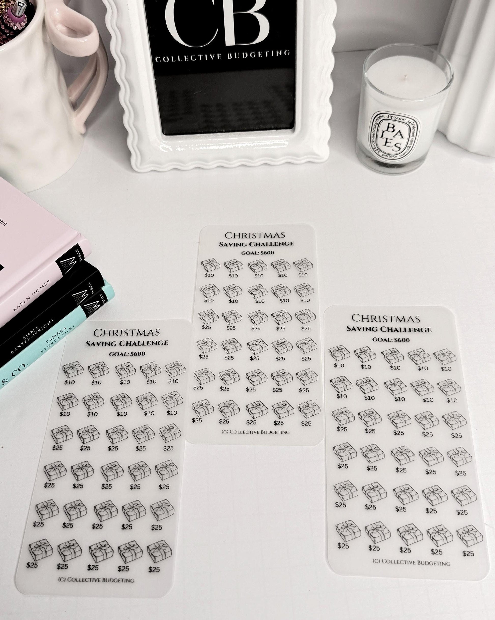 Christmas Packages Savings Challenge: Laminated Vellum Cash Tracker for Budgeting