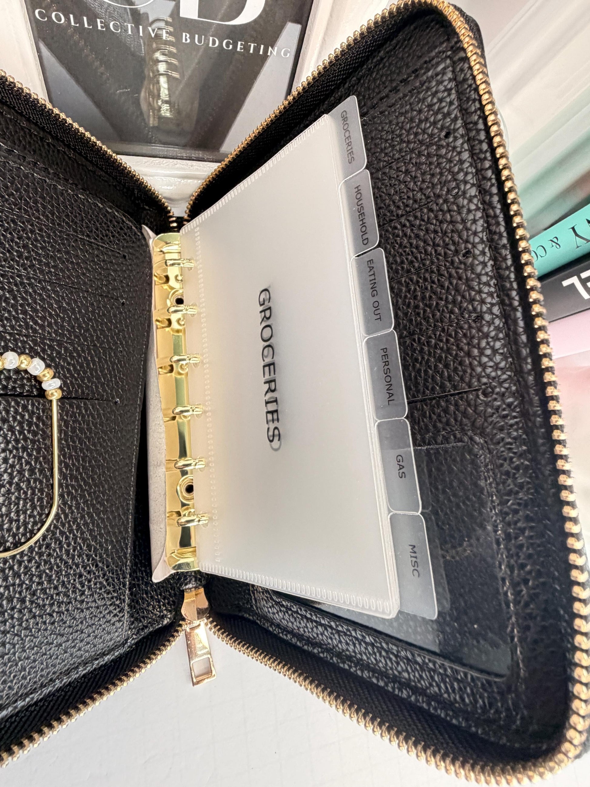 A7 Oversized Litchi Budget Wallet/Binder: Cash Stuffing Organizer