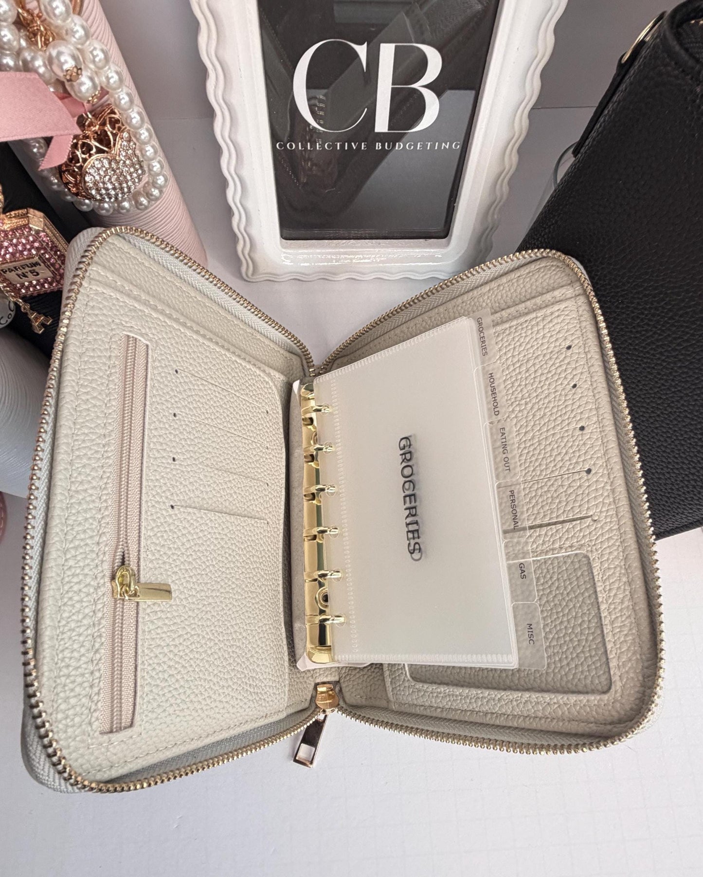 A7 Oversized Litchi Budget Wallet/Binder: Cash Stuffing Organizer