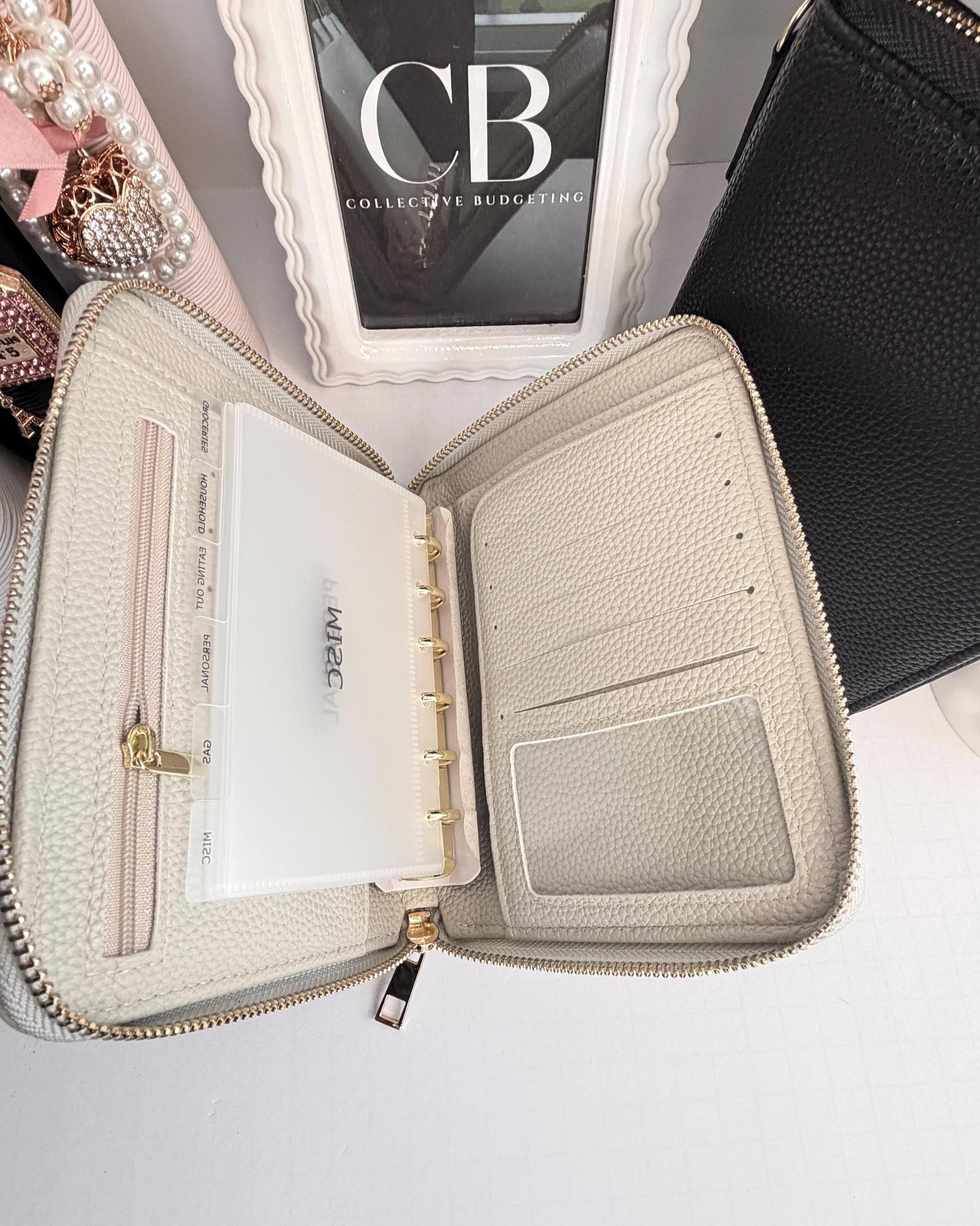 A7 Oversized Litchi Budget Wallet/Binder: Cash Stuffing Organizer