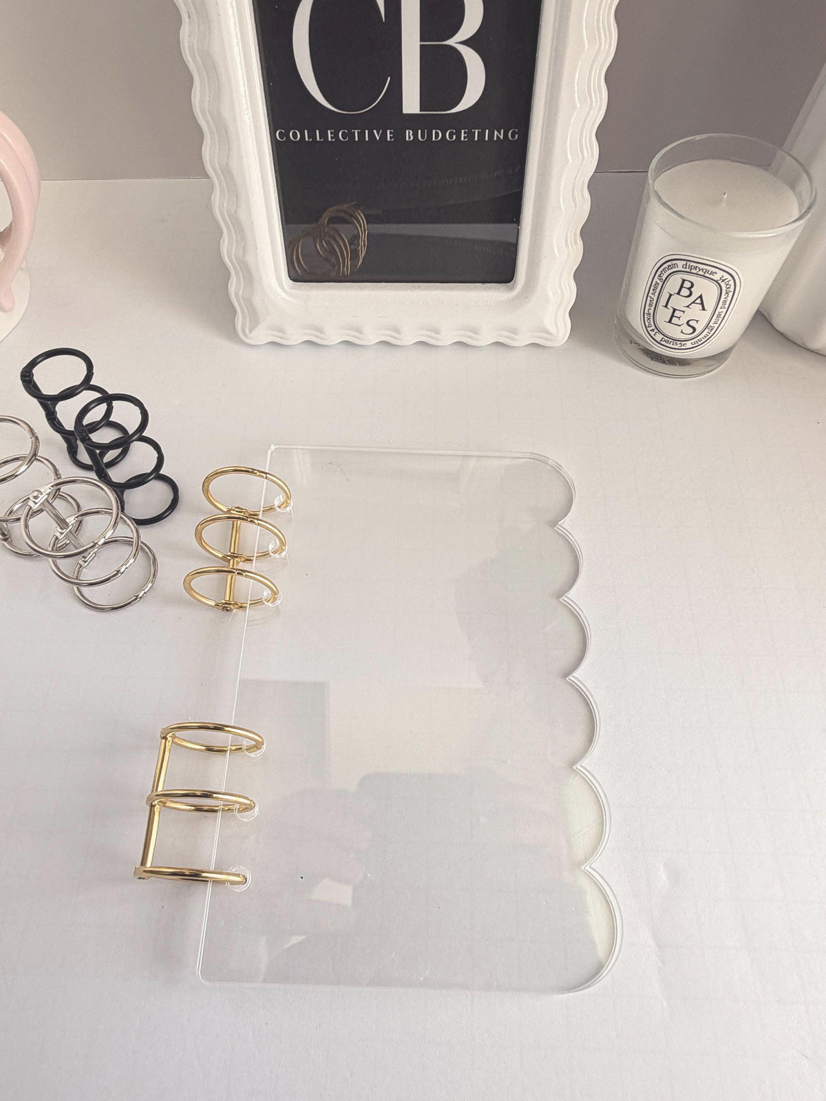 Acrylic A6 Dashboard Budget Binder | Pink, Black & Clear | Choice of Gold, Silver or Black Rings