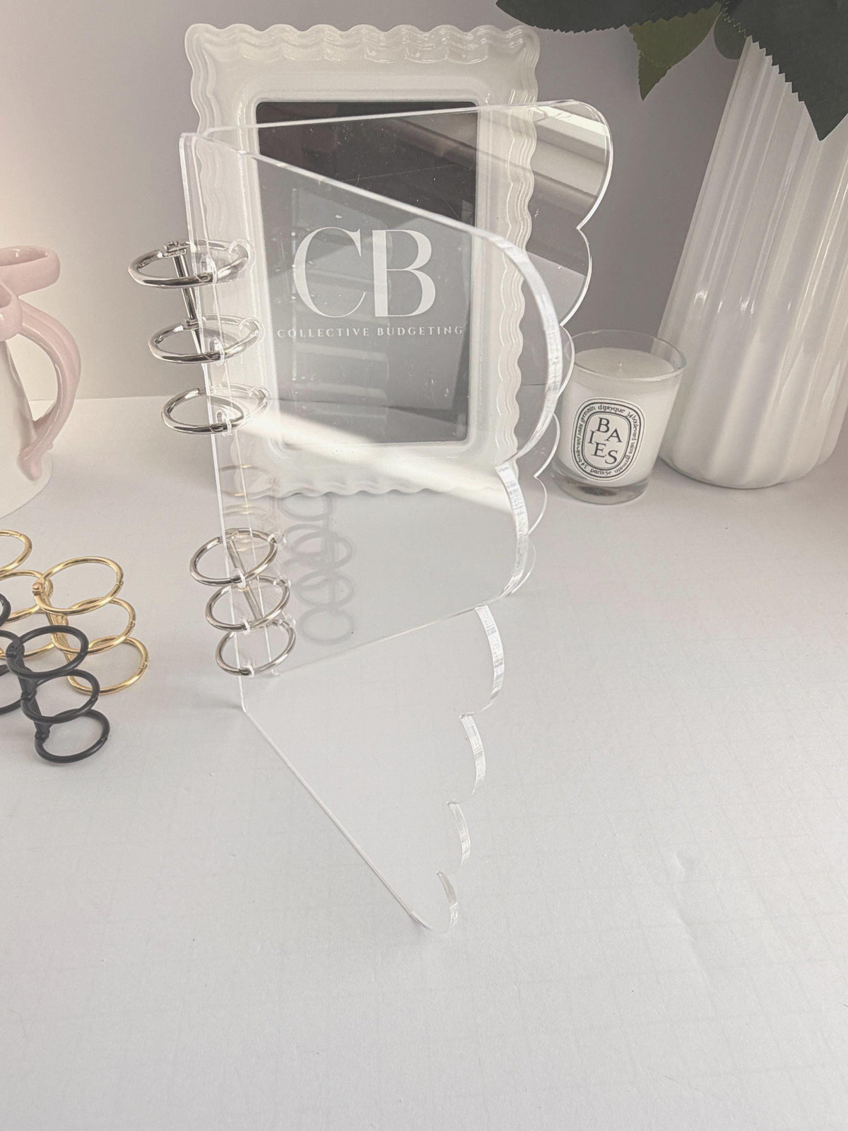 Acrylic A6 Dashboard Budget Binder | Pink, Black & Clear | Choice of Gold, Silver or Black Rings