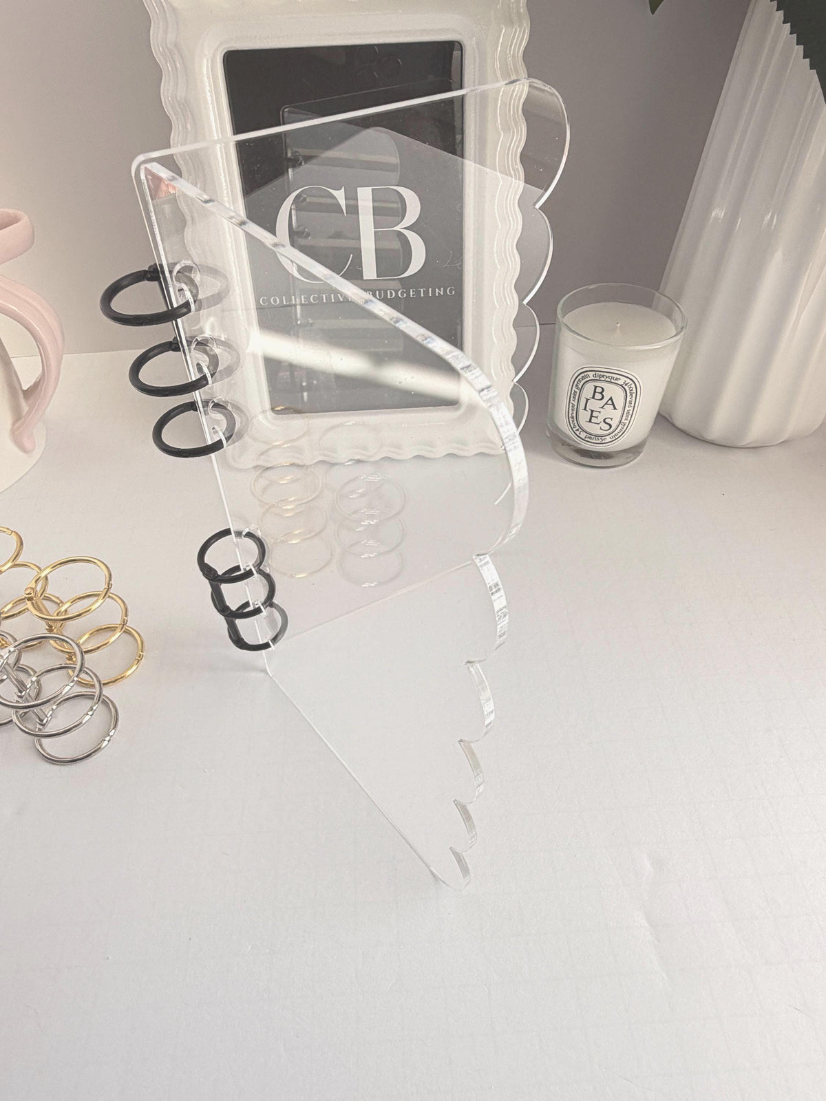 Acrylic A6 Dashboard Budget Binder | Pink, Black & Clear | Choice of Gold, Silver or Black Rings