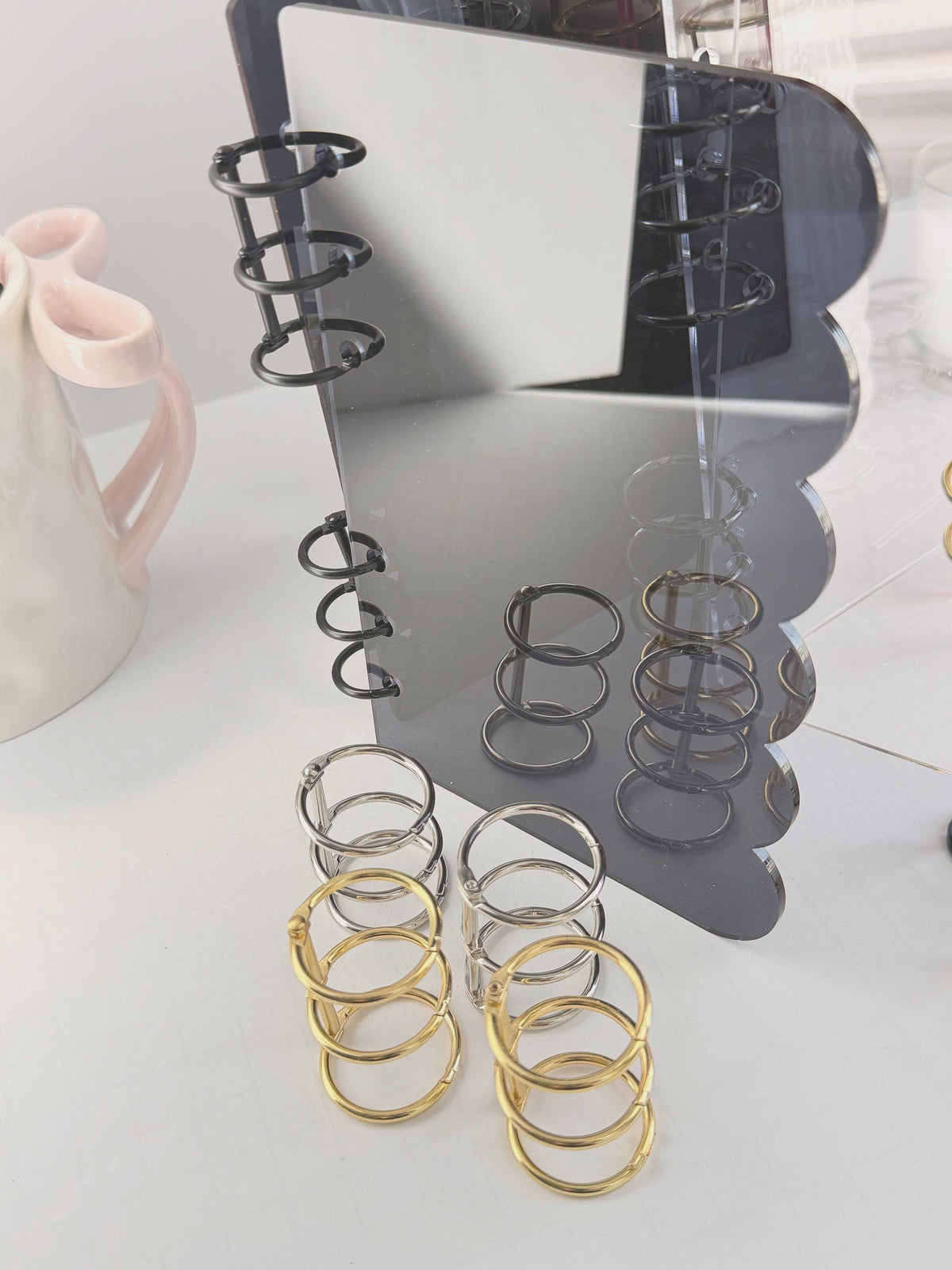 Acrylic A6 Dashboard Budget Binder | Pink, Black & Clear | Choice of Gold, Silver or Black Rings