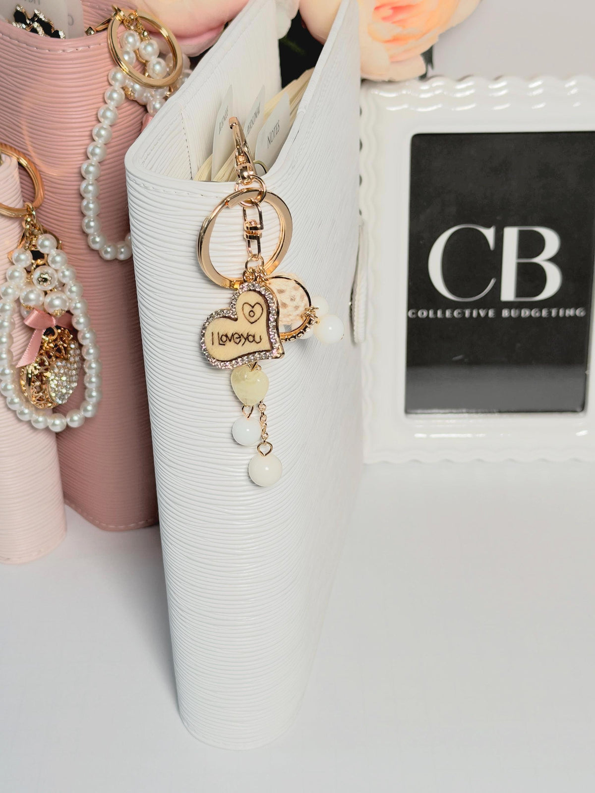 I Love You Binder Charm Keychain | Heart Charm Budgeting Accessory