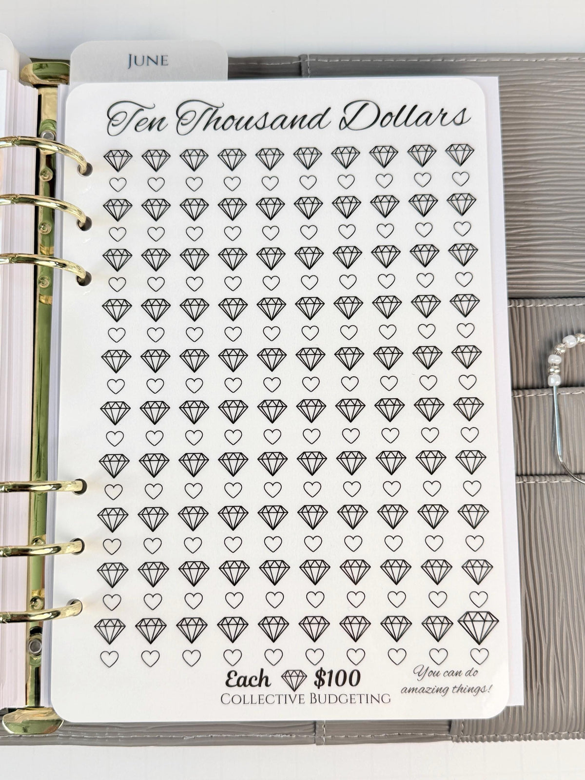 Save Ten Thousand Dollars | A5 Diamond Savings Challenge | Laminated Cash Stuffing Tracker