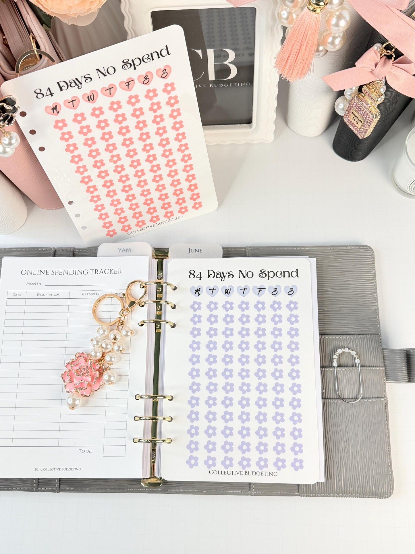 84 Days No Spend Savings Challenge | Laminated Cash Stuffing Tracker | Pink or Purple