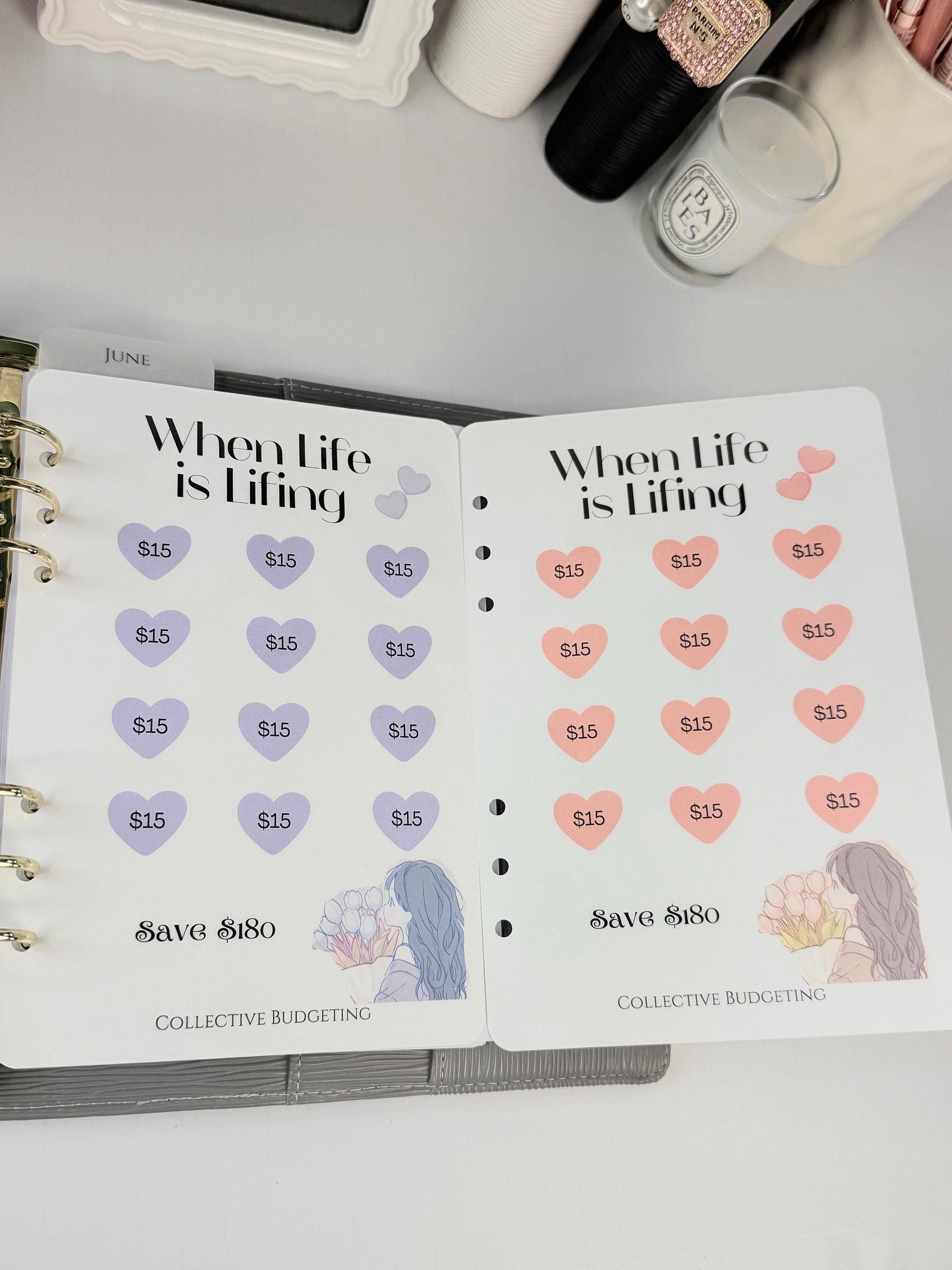 When Life is Lifing A5 Hearts Savings Challenge | Laminated Cash Stuffing Tracker