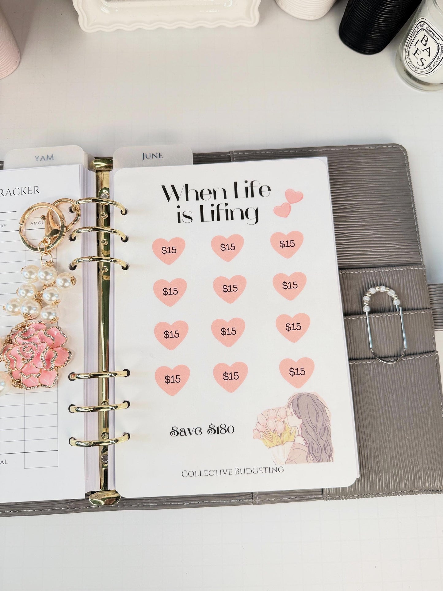 When Life is Lifing A5 Hearts Savings Challenge | Laminated Cash Stuffing Tracker