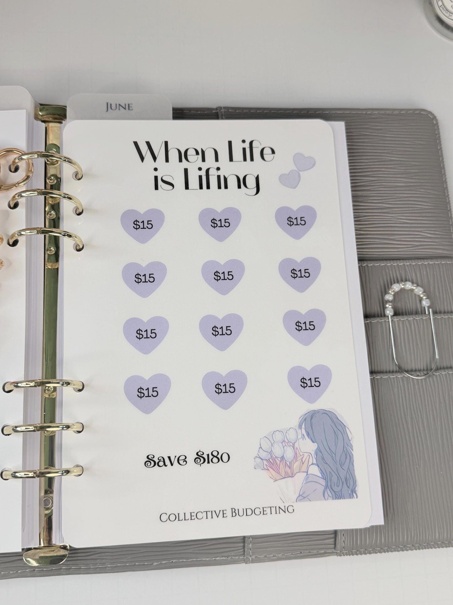 When Life is Lifing A5 Hearts Savings Challenge | Laminated Cash Stuffing Tracker