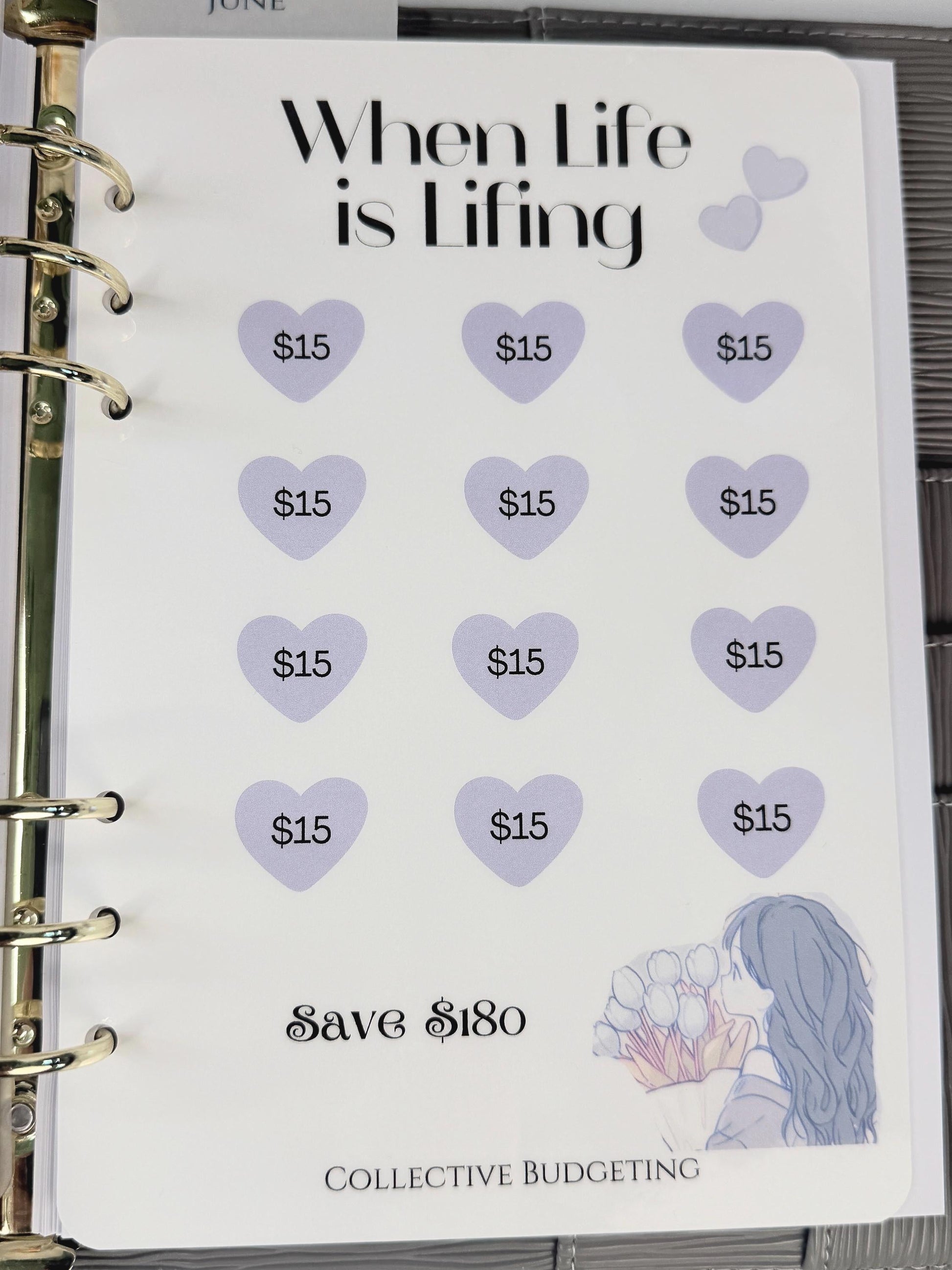 When Life is Lifing A5 Hearts Savings Challenge | Laminated Cash Stuffing Tracker