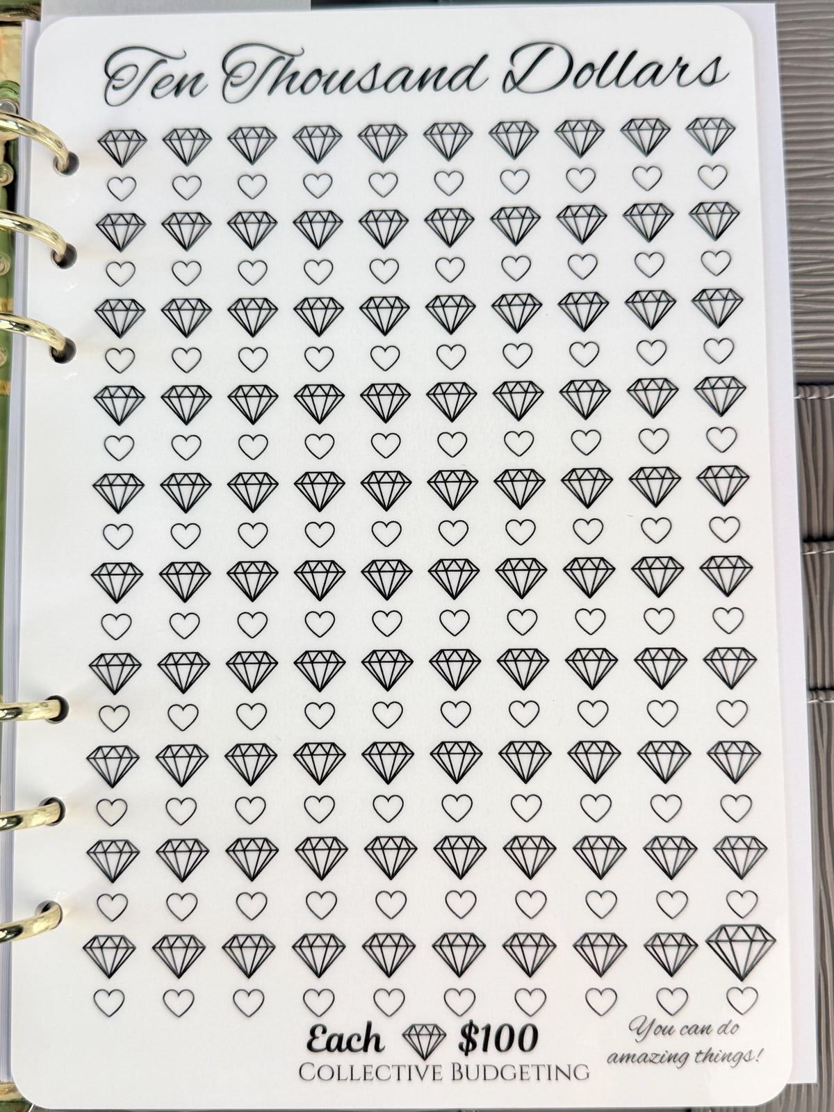 Save Ten Thousand Dollars | A5 Diamond Savings Challenge | Laminated Cash Stuffing Tracker