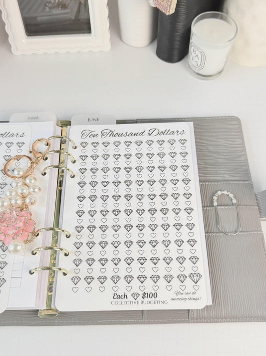Save Ten Thousand Dollars | A5 Diamond Savings Challenge | Laminated Cash Stuffing Tracker