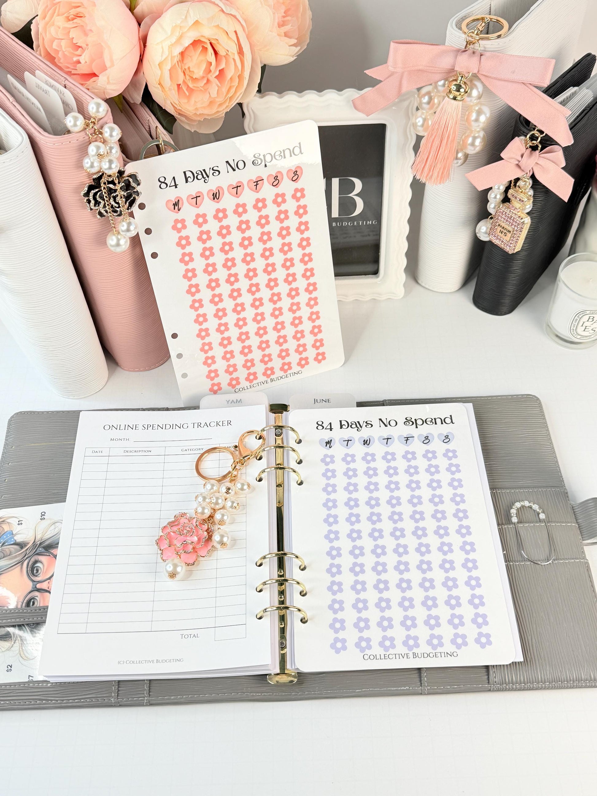84 Days No Spend Savings Challenge | Laminated Cash Stuffing Tracker | Pink or Purple