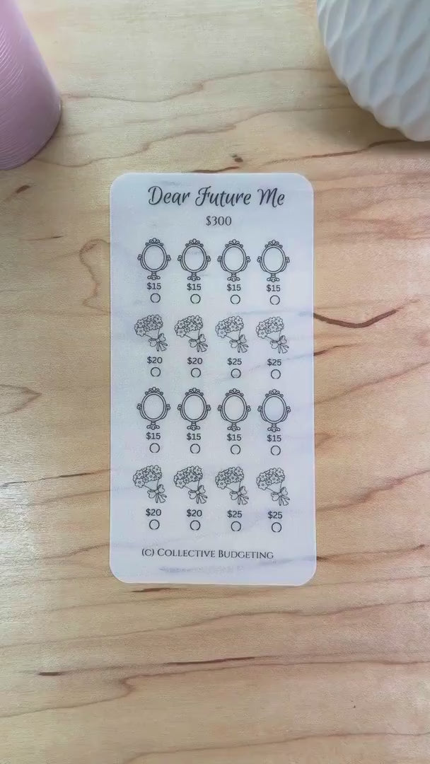 Dear Future Me Savings Challenge | Self-Care Savings Card | Cash Stuffing Tracker | Budget Binder Insert |