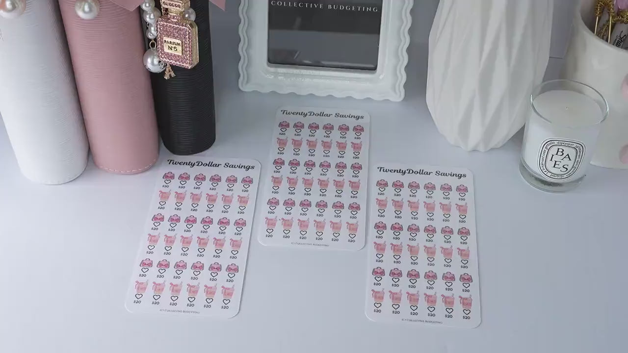 Twenty Dollar Savings Challenge | Purses and Sweet Drinks | Laminated Cash Stuffing Tracker
