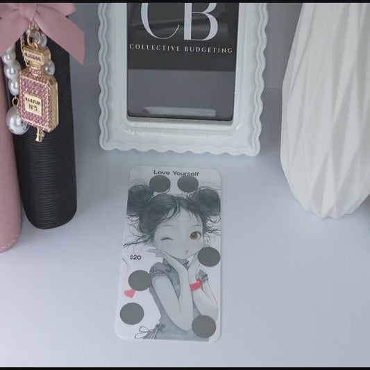 Love Yourself Savings Challenge Card | Laminated Cash Envelope Tracker
