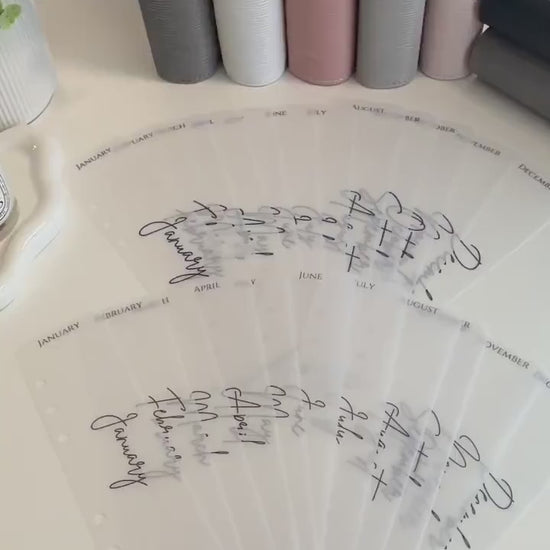 A5 A6 Vellum 12 Month Laminated Binder Peekaboo Bookmark Set