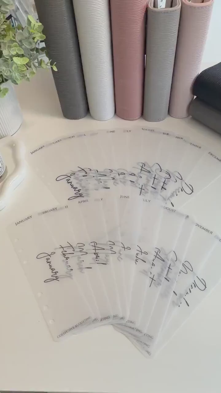 A5 A6 Vellum 12 Month Laminated Binder Peekaboo Bookmark Set