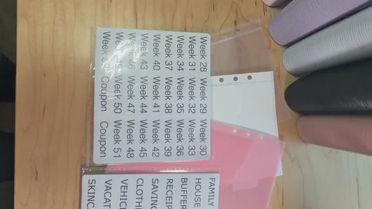 A5 Scalloped Pocket Envelopes | 2-Pocket Binder Inserts | Set of 6 + Labels | Clear • Pink • White |