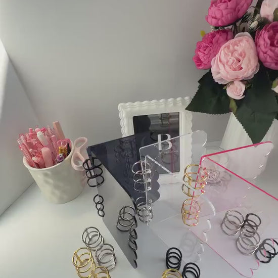 Acrylic A6 Dashboard Budget Binder | Pink, Black & Clear | Choice of Gold, Silver or Black Rings