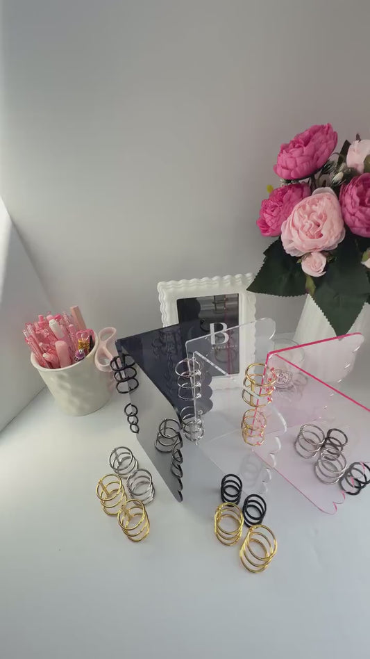 Acrylic A6 Dashboard Budget Binder | Pink, Black & Clear | Choice of Gold, Silver or Black Rings