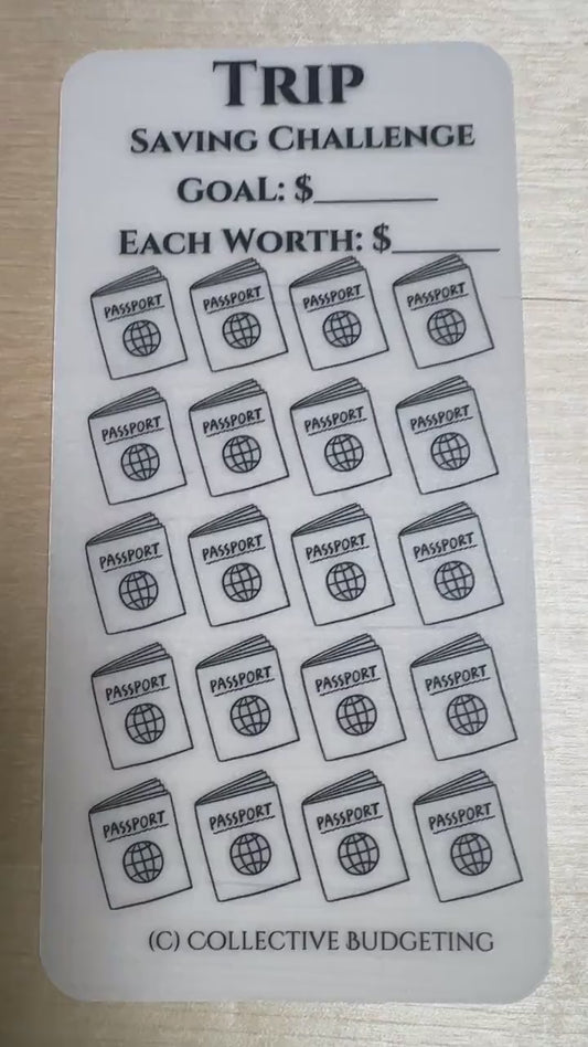 Trip Savings Challenge: Laminated Vellum  Cash Tracker for Budgeting
