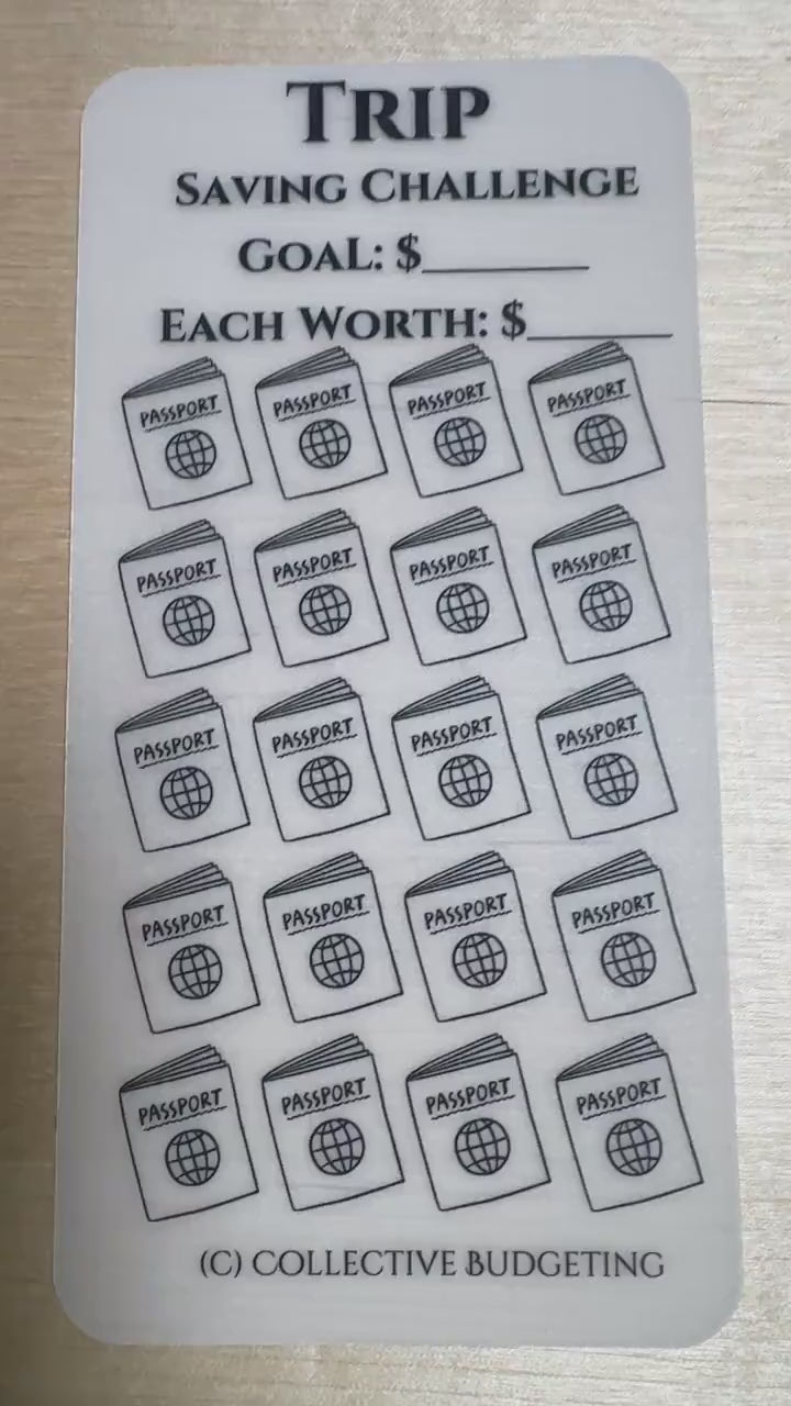 Trip Savings Challenge: Laminated Vellum  Cash Tracker for Budgeting