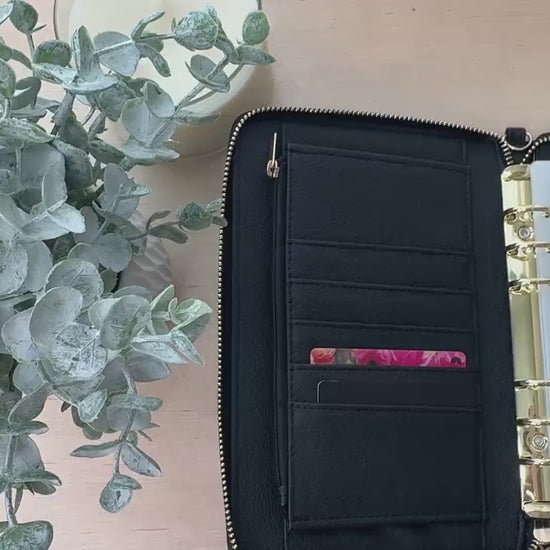 Pebble Litchi A6 Budget Zipper Wallet/Binder: Cash Stuffing Organizer