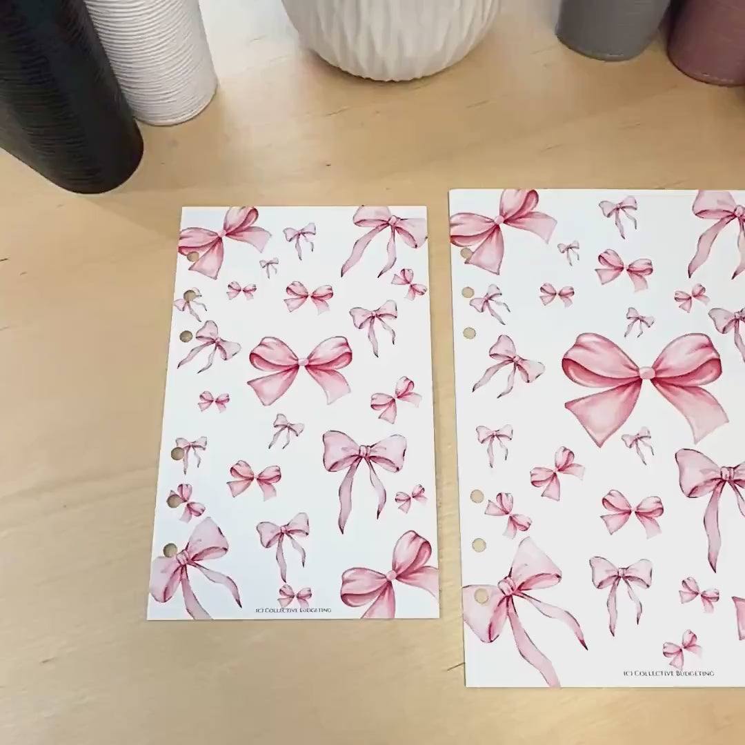 Pink Bow Budget Binder Dashboard: A5 A6 Cash Envelope Insert