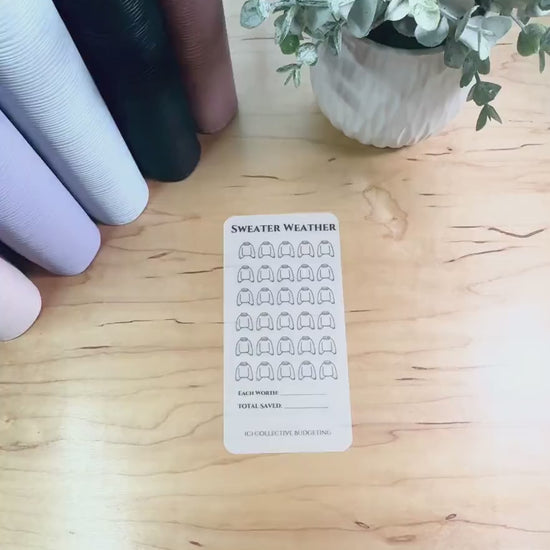 Sweater Weather Savings Challenge | Laminated Budget Tracker Card | Cash Stuffing Envelope Insert | Reusable