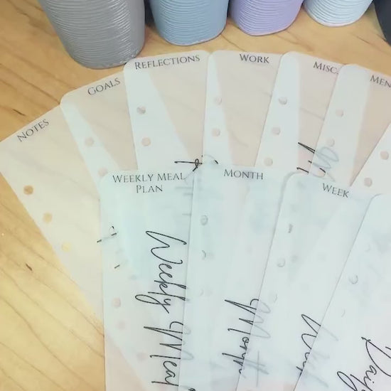 A5 A6 Planner Dividers | Vellum Frosted Matte Binder Tabs for Planning