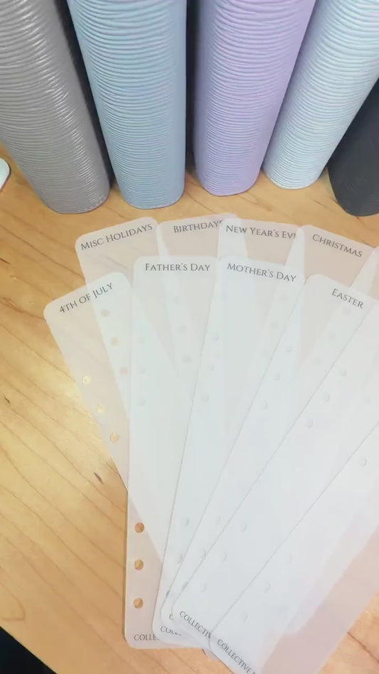 A5 A6 Budget Binder Dividers – Matte Vellum Holiday & Birthday Cash Stuffing Bookmark Tabs