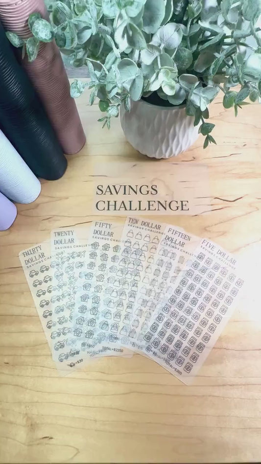Savings Challenge Cards Set | A6 | Laminated  Cash Stuffing Budget Binder Insert | Reusable Savings Tracker